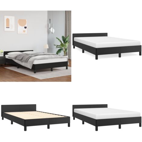 Giroletto senza Materasso Nero 120x190 cm Similpelle - Letto con testiera - Letto con testiera in similpelle