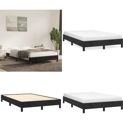Giroletto senza Materasso Nero 120x190 cm Velluto - Letto in velluto - Letto con doghe