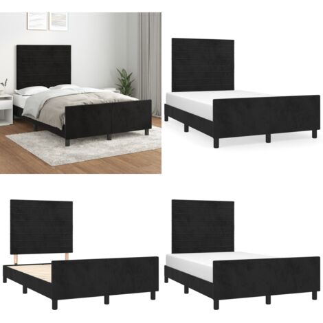 Giroletto senza Materasso Nero 120x190 cm Velluto - Testiera letto - Letto con testiera