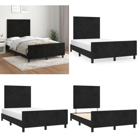 Giroletto senza Materasso Nero 120x200 cm Velluto - Testiera per letto - Letto con testiera