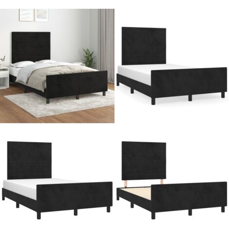 Giroletto senza Materasso Nero 120x200 cm Velluto - Testiera per letto - Letto con testiera