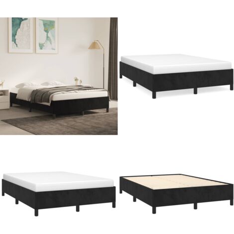 Giroletto senza Materasso Nero 140x190 cm in Velluto - Giroletto senza materasso - Letto a giroletto