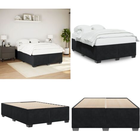 Giroletto senza Materasso Nero 140x190 cm in Velluto - Letto con doghe - Materasso per letto