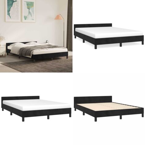 Giroletto senza Materasso Nero 140x190 cm in Velluto - Letto con testiera - Letto in velluto