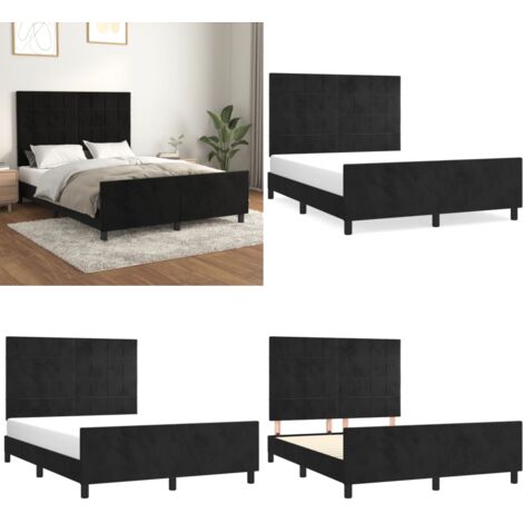 Giroletto senza Materasso Nero 140x190 cm in Velluto - Letto con testiera - Testiera per letto