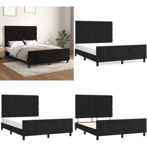 Giroletto senza Materasso Nero 140x190 cm in Velluto - Letto con testiera - Testiera per letto