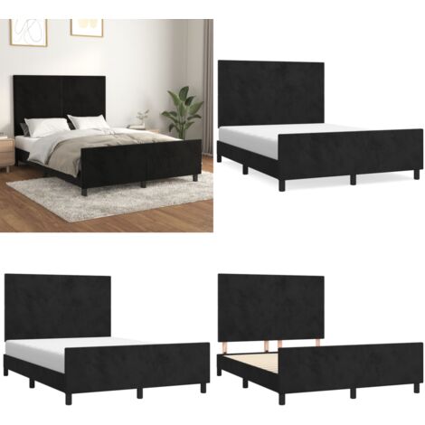 Giroletto senza Materasso Nero 140x190 cm in Velluto - Letto con testiera - Testiera per letto