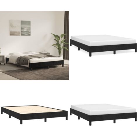 Giroletto senza Materasso Nero 140x200 cm in Velluto - Letto con giroletto - Letto senza materasso