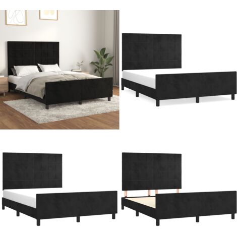 Giroletto senza Materasso Nero 140x200 cm in Velluto - Letto con testiera - Testiera per letto