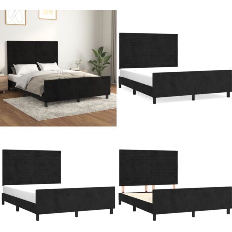 Giroletto senza Materasso Nero 140x200 cm in Velluto - Letto con testiera - Testiera per letto