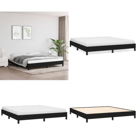 Giroletto senza Materasso Nero 160x200 cm in Tessuto - Letto a doghe - Letto in tessuto