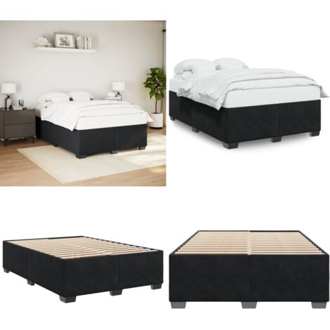 Giroletto senza Materasso Nero 160x200 cm in Velluto - Letto con doghe - Materasso per letto