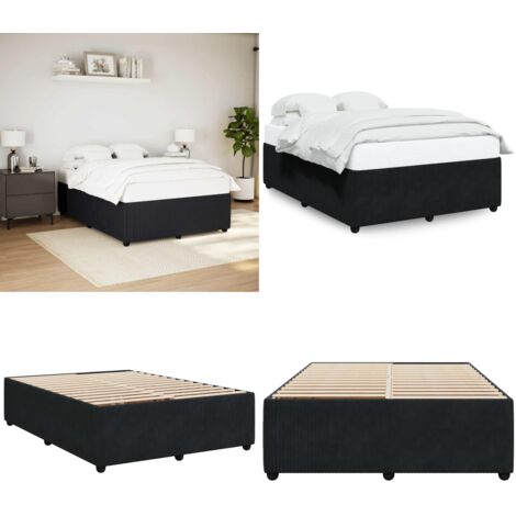 Giroletto senza Materasso Nero 160x200 cm in Velluto - Letto con doghe - Materasso per letto