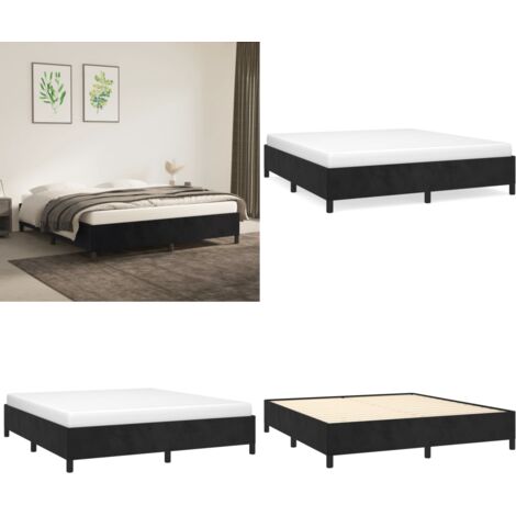 Giroletto senza Materasso Nero 160x200 cm in Velluto - Letto con giroletto - Letto senza materasso