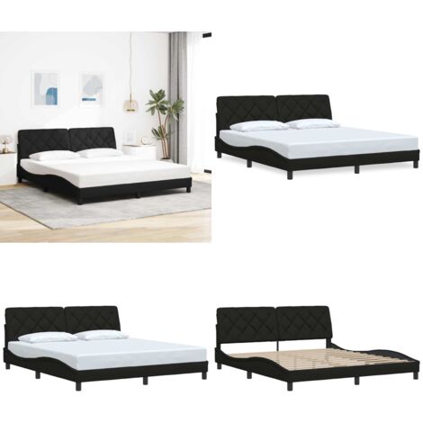 Giroletto senza Materasso Nero 180x200 cm in Tessuto - Letto con testiera - Materasso per letto