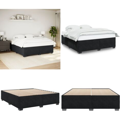 Giroletto senza Materasso Nero 180x200 cm in Velluto - Letto con doghe - Materasso per letto
