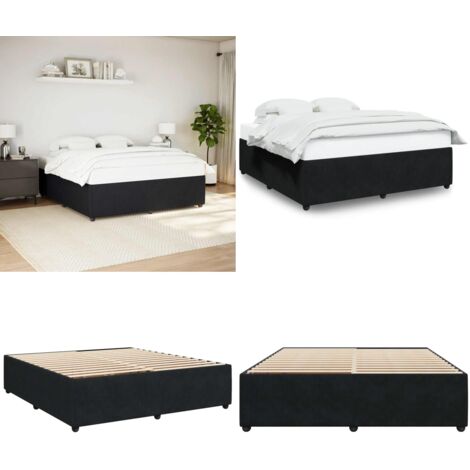 Giroletto senza Materasso Nero 180x200 cm in Velluto - Letto con doghe - Materasso per letto