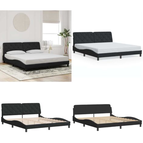 Giroletto senza Materasso Nero 180x200 cm in Velluto - Materasso - Letto con testiera