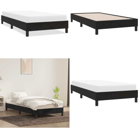 Giroletto senza Materasso Nero 80x220 cm in Velluto - Letto con base a doghe - Letto senza materasso