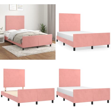 Giroletto senza Materasso Rosa 120x190 cm Velluto - Testiera di letto - Letto con testiera