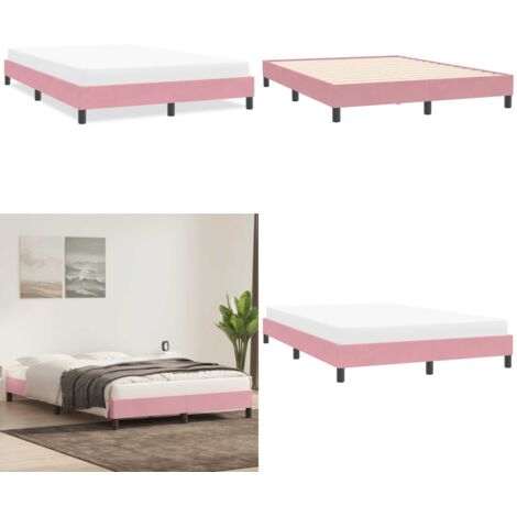 Giroletto senza Materasso Rosa 160x210 cm Velluto - Letto con base a doghe - Materasso in velluto