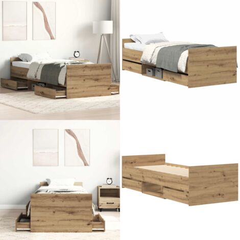 Giroletto senza Materasso Rovere Artigianale 100x200cm - Letto con testiera - Letto con pediera