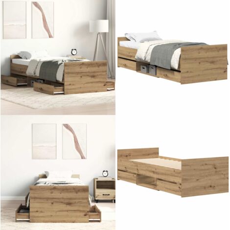 Giroletto senza Materasso Rovere Artigianale 90x200cm - Letto con testiera - Letto con doghe