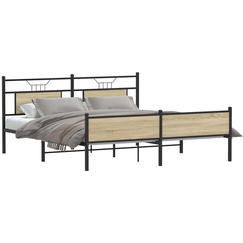 Vidaxl Giroletto Senza Materaso In Metallo Rovere Sonoma 180x200 Cm