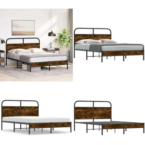 Giroletto senza Materasso Rovere Fumo 120x190 cm in Truciolato - Letto con testiera - Letto senza materasso