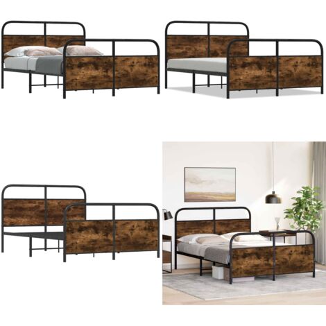 Giroletto senza Materasso Rovere Fumo 120x200 cm in Truciolato - Letto con testiera - Letto con pediera