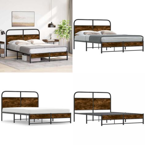 Giroletto senza Materasso Rovere Fumo 120x200 cm in Truciolato - Letto con testiera - Letto senza materasso
