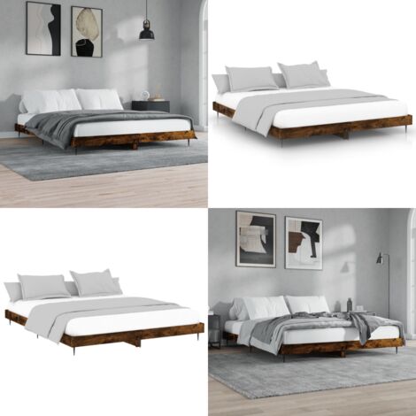 Giroletto senza Materasso Rovere Fumo 200x200 cm in Truciolato - Letto in legno - Letto con doghe