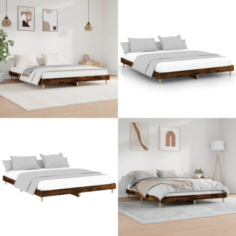 Giroletto senza Materasso Rovere Fumo 200x200 cm in Truciolato - Letto in legno - Materasso per giroletto