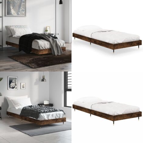 Giroletto senza Materasso Rovere Fumo 75x190 cm in Truciolato - Letto in legno - Letto con doghe