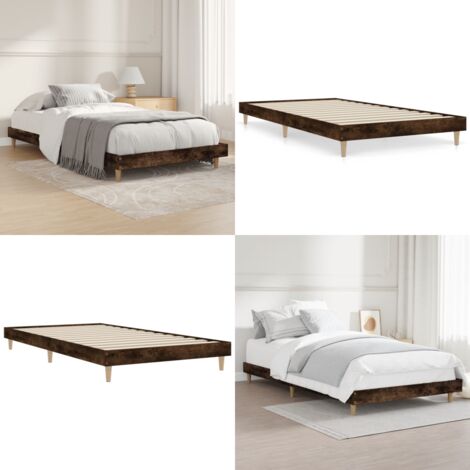 Giroletto senza Materasso Rovere Fumo 90x200 cm in Truciolato - Letto con materasso - Letto in compensato