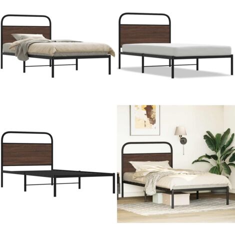 Giroletto senza Materasso Rovere Marrone 100x190 cm Truciolato - Letto con testiera - Letto senza materasso