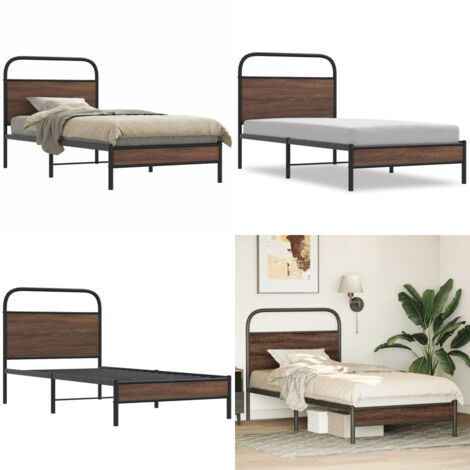 Giroletto senza Materasso Rovere Marrone 100x190 cm Truciolato - Letto con testiera - Letto senza materasso