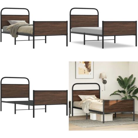 Giroletto senza Materasso Rovere Marrone 100x200 cm Truciolato - Letto con testiera - Letto senza materasso