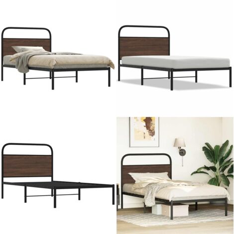 Giroletto senza Materasso Rovere Marrone 100x200 cm Truciolato - Letto con testiera - Letto senza materasso