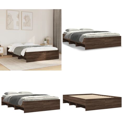 Giroletto senza Materasso Rovere Marrone 120x190 cm Truciolato - Letto con base a doghe - Materasso in legno