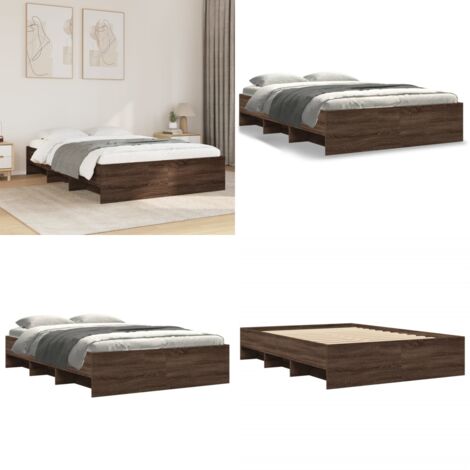Giroletto senza Materasso Rovere Marrone 120x200 cm Truciolato - Letto con base a doghe - Letto in legno multistrato
