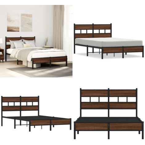 Giroletto senza Materasso Rovere Marrone 120x200 cm Truciolato - Letto con struttura in metallo - Letto con doghe in metallo