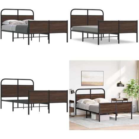 Giroletto senza Materasso Rovere Marrone 135x190 cm Truciolato - Letto con testiera - Letto senza materasso