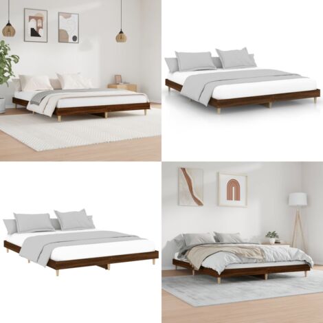 Giroletto senza Materasso Rovere Marrone 200x200 cm Truciolato - Letto con doghe in compensato - Letto in legno ingegnerizzato