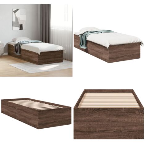 Giroletto senza Materasso Rovere Marrone 75x190cm in Truciolato - Letto in legno - Letto con doghe