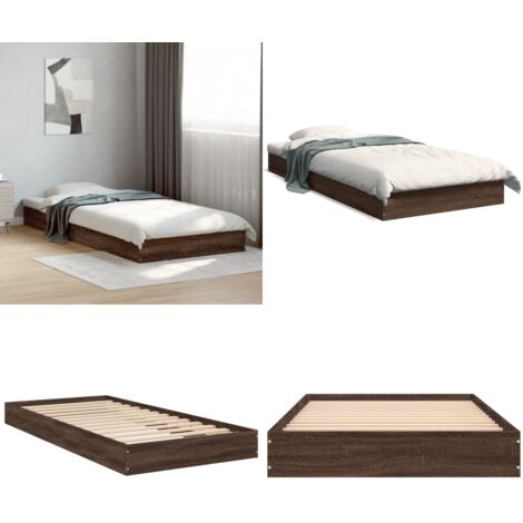 Giroletto senza Materasso Rovere Marrone 75x190cm in Truciolato - Letto in legno - Letto con doghe