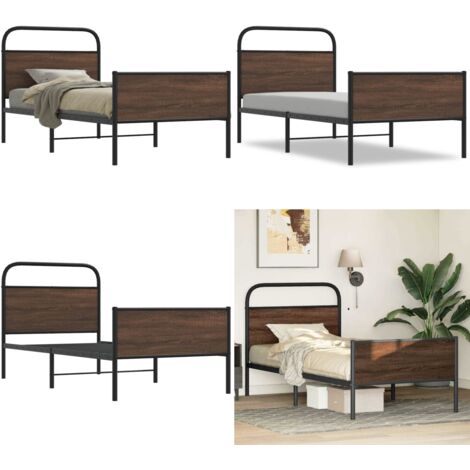 Giroletto senza Materasso Rovere Marrone 90x190cm in Truciolato - Letto con testiera - Letto senza materasso