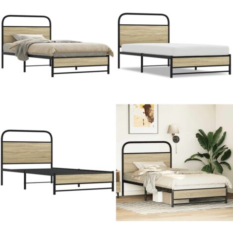 Giroletto senza Materasso Rovere Sonoma 100x200cm in Truciolato - Letto con testiera - Letto senza materasso