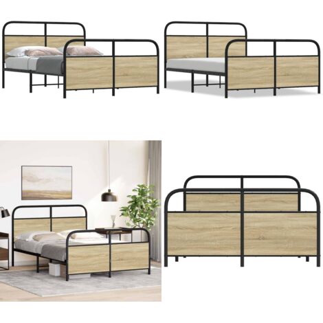Giroletto senza Materasso Rovere Sonoma 120x200cm in Truciolato - Letto con testiera - Letto con pediera