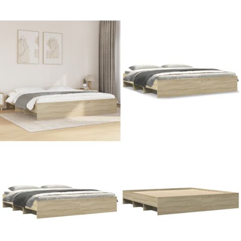 Giroletto senza Materasso Rovere Sonoma 180x200cm in Truciolato - Letto con base a doghe - Letto in truciolato